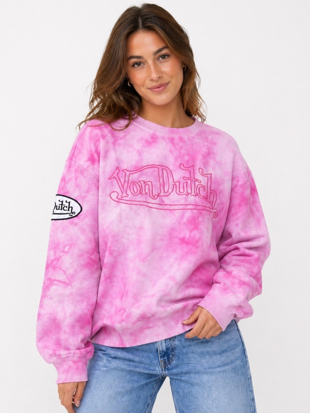 Von Dutch Pink Tie-Dye Sweatshirt size Large NWT
